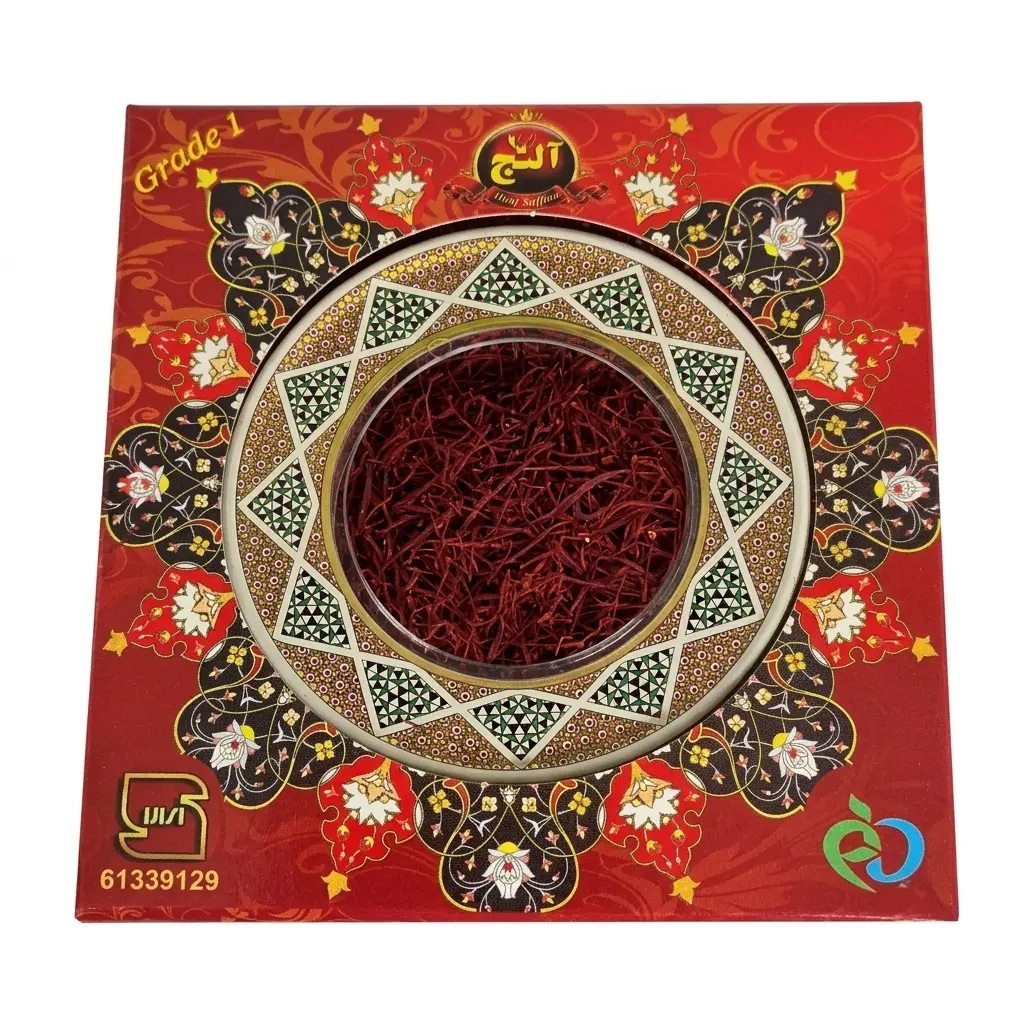 سفارش آنلاین زعفران سرگل آلنج مدل (بسته بنیدی خاتم )-وزن 1 مثقال اصل - بهترین قیمت زعفران سرگل درجه یک