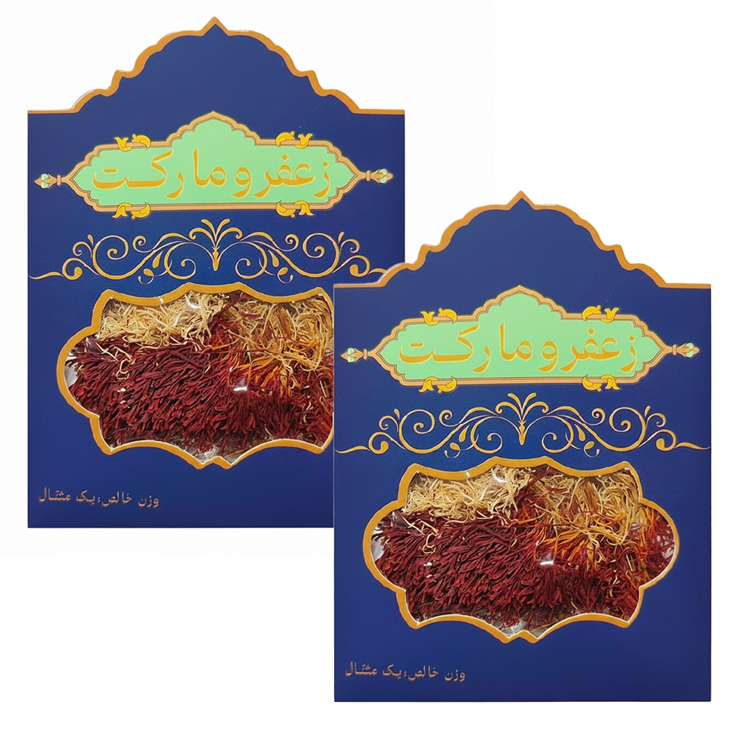 محصول زعفران دخترپیچ زعفرومارکت -4.6گرم در ظرف