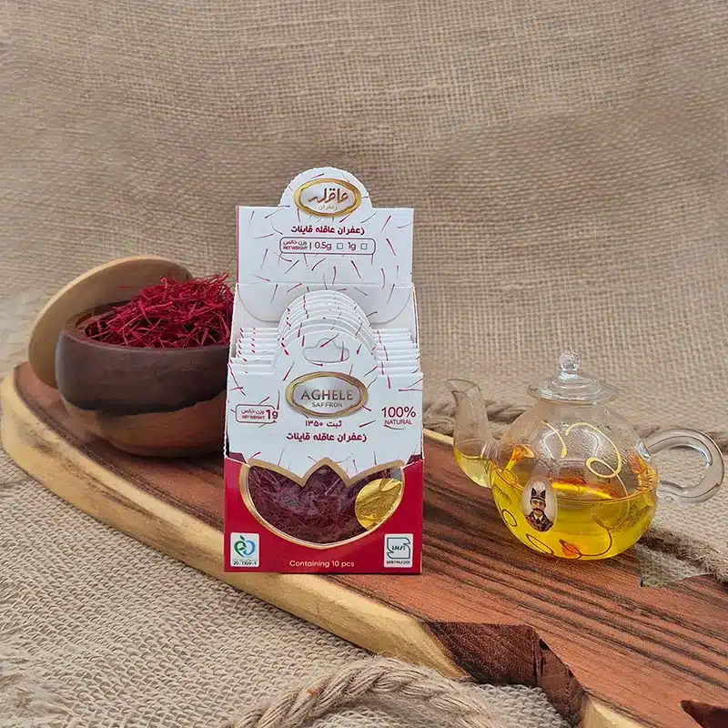 نمای محصول باکس 10 عددی زعفران نگین 1 گرمی در بسته‌بندی پاکتی دارای بسته‌بندی پاکت - نوع بسته‌بندی